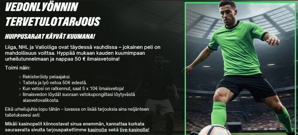 Vedonlyönnin tervetulotarjous ComeOnilla